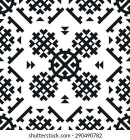 Vector Illustration of Ethnic Style for Design, Website, Background, Banner. Tribal seamless Pattern Black and White Template for Wallpaper, textile
