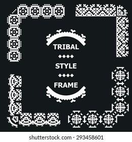 Vector Illustration of Ethnic Style for Design, Website, Background, Banner. Tribal Elements Black and White Template for border or frame