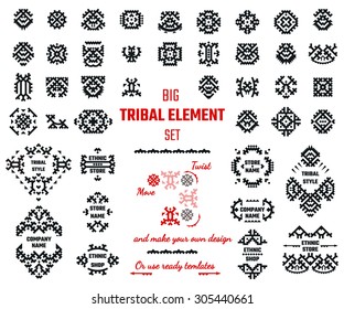 Vector Illustration of Ethnic Style for Design, Website, Background, Banner. Tribal Elements Black and White Template for border or frame