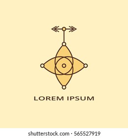 Vector illustration of ethnic symbol with arrows.  Decorative element.  Sacred geometry. Design for logo, cover, card.