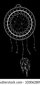 Vector illustration. Ethnic totem Dreamcatcher. Doodle. Tattoo.
