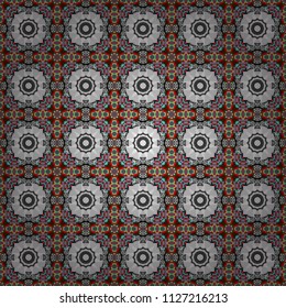 Vector illustration. Ethnic tracery for print on textile. With saturated shapes in brown, purple and gray colors. Seamless pattern abstract background. Textile design texture.