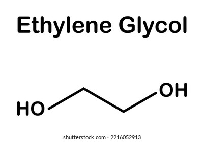 Vector illustration of ethylene glycol bone formula on white background.