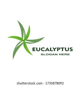 Vector illustration of eucalyptus herbal green leaf logo suitable for herbal logos, banners, poster slogans and others