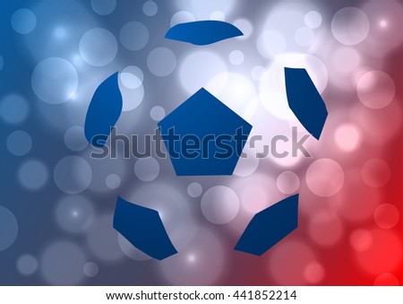 Vector Illustration. Euro 2016 symbol soccer ball on the background colors of the French flag.