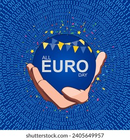 Vector illustration Euro Day is celebrated every new year, January 1