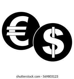 Vector Illustration of Euro & Dollar Icon in Black
