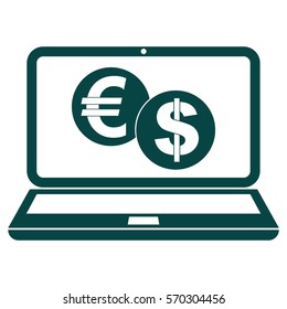 Vector Illustration of Euro & Dollar In Lap Icon in Green
