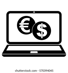 Vector Illustration of Euro & Dollar In Lap Icon
