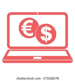 Vector Illustration of Euro & Dollar In Lap Icon in pink
