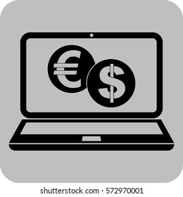 Ilustración vectorial del euro y el dólar en el icono de Lap
