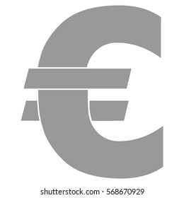 Vector Illustration of Euro Icon in Gray
