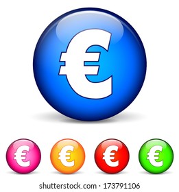 vector illustration of euro round icons on white background