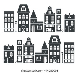 vector illustration of europe and american houses