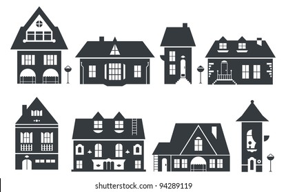 Vektorgrafik von Häusern in Europa und Amerika