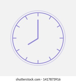 Vector Illustration. Europe And American Time. Analog Wall Clock With 8:00 am. or 8:00 The Gray and blue Dial Without Numbers Shedule For Business Or Education