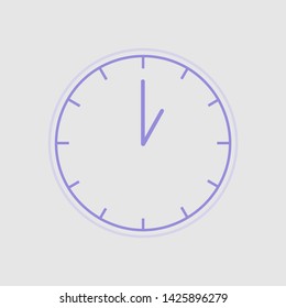 Vector Illustration. Europe And American Time. Analog Wall Clock With: 1:00 Or 13:00 1:00 am Or 1:00 pm. The Gray Dial Without Numbers On The White Background. Shedule For Business Or Education