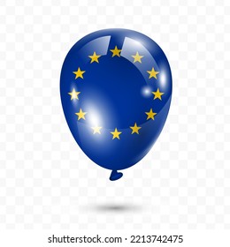 Vector illustration of Europe country flag balloon on transparent background (PNG). Flying flag balloons for Independence Day celebrations.