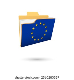 Vector illustration of Europe flag isolated in file folder on white background.