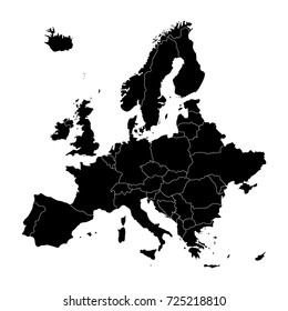 Vector illustration Europe map isolated on white background. European continent map icon.
