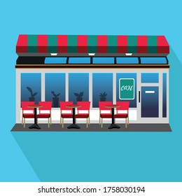 Vector illustration, european cafe, outdoor cafe