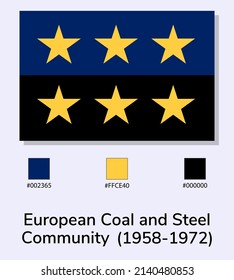 Vector Illustration of European Coal and Steel Community (1958-1972) flag isolated on light blue background. flag with Color Codes. vector eps10.