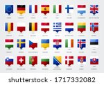 Vector Illustration European Countries Tooltip. Pointer With Flag Of Europe 