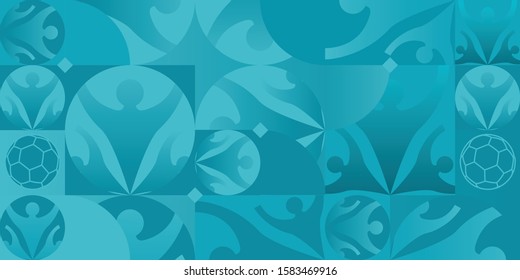 Vector Illustration. European Football Cup 2020. Abstract Turquoise Background Soccer.