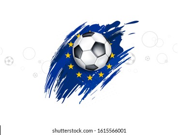 vector illustration. European football cup 2020. ball graphic design on a white background with spots. stylish background gradient. euro flag vector art
