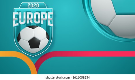 vector illustration. European football cup 2020. ball graphic design on a Turquoise background. Vector illustration