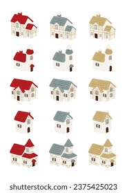 Vector illustration of European House Set.