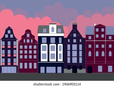 Vector illustration of european houses