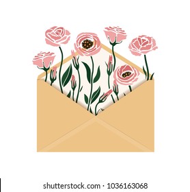 Vector illustration with eustoma in envelope