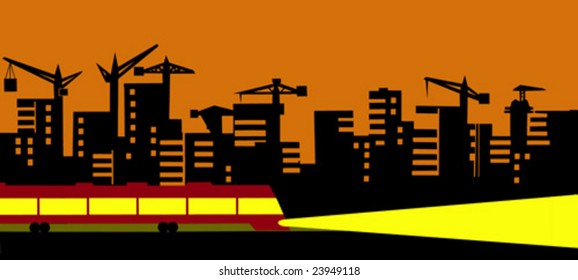 vector illustration of the evening city