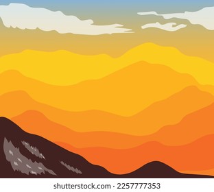 vector illustration of an evening view on a mountain. can be used for anything