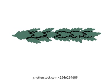 Vector illustration of an evergreen fir branch, perfect for holiday and nature-themed projects. Simple and clean design, suitable for graphic design and seasonal decorations