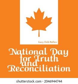 Vector illustration, every child matters. National Day of Truth and Reconciliation on orange background