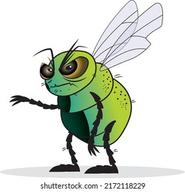 Vector Illustration Of Evil Cartoon Bug