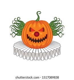 Vector illustration of the evil clown Halloween pumpkin