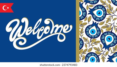 Vector illustration of evil eye - Turkish amulet.Welcome to Turkey