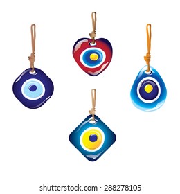 Vector illustration of evil eyes isolated. Turkish amulet.