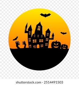 Vector illustration of evil haunted house on transparent background