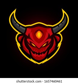 vector illustration, evil head mascot for gaming team or e sports logo