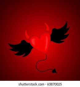 Vector illustration of evil horned heart
