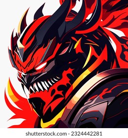 vector illustration of evil monster in the hell