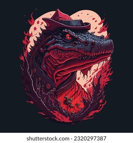 Vector Illustration of an Evil Ninja Crocodile Face