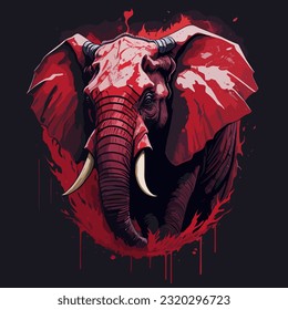 Vector Illustration of an Evil Ninja Elephant Face