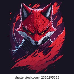 Vector Illustration of an Evil Ninja Fox Face