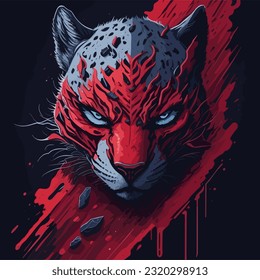 Vector Illustration of an Evil Ninja Leopard Face