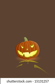 Vector illustration of an evil pumpkin on dark brown background